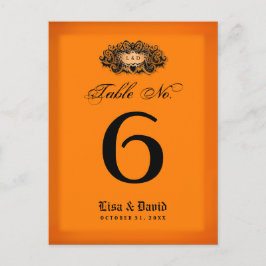 Hochzeitstisch Nr. Karten - Halloween Orange & Bla