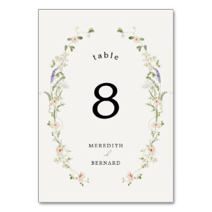 Hochzeitstisch-Nummer im rustikalen Vintage-Wildbl Tischnummer