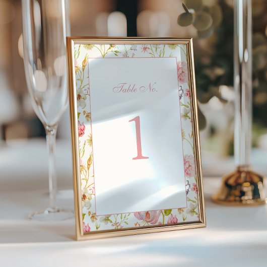 Hochzeitstisch-Nummer im Vintage-Blumenmuster