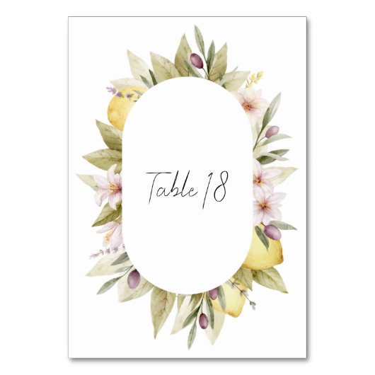 Hochzeitstisch-Nummer Olivenhain Tischnummer (Vorderseite)