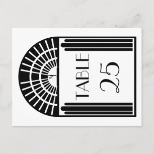 Hochzeitstisch Nummer Schwarz & Weiß Art Deco Stil Postkarte