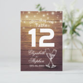 Hochzeitstisch Nummer Sitzplatz Champagnerglas Einladung (Stehend Vorderseite)
