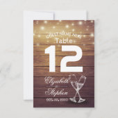 Hochzeitstisch Nummer Sitzplatz Champagnerglas Einladung (Rückseite)