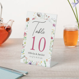 Hochzeitstisch-Nummer Wildblume Sockelschild