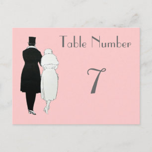 Hochzeitstisch-Nummernkarte im Stil der 1920er Jah Postkarte