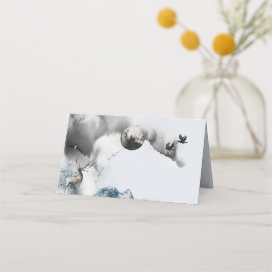 Hochzeitstisch Platz Escort Card Forest Moon Platzkarte (Vorderseite)