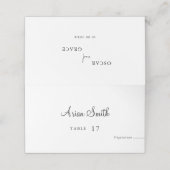 Hochzeitstisch Platzkarte mit Name und Wahl des Es (Außenseite Aufgefaltet)