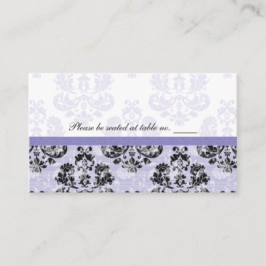 Hochzeitstisch-Platzkarten mit lila und schwarzem Platzkarte (Vorderseite)