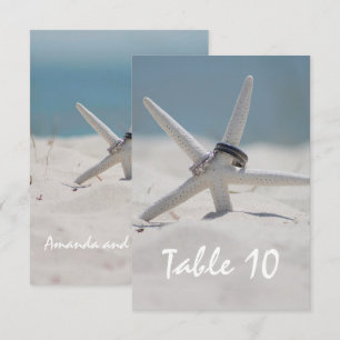 Hochzeitstisch Platznummer am Strand Einladung