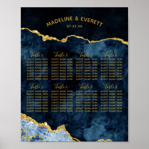 Hochzeitstisch-Seekarte für Navy Blue Gold Foil Poster