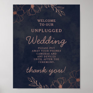Hochzeitstisch-Sign für Navy Blue & Rose Gold Poster