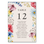 Hochzeitstisch-Sitzkarte für Wildblumen Tischnummer (Vorderseite)