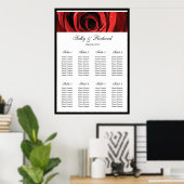 Hochzeitstisch-Sitzplan für rote Rosen Poster (Heimbüro)