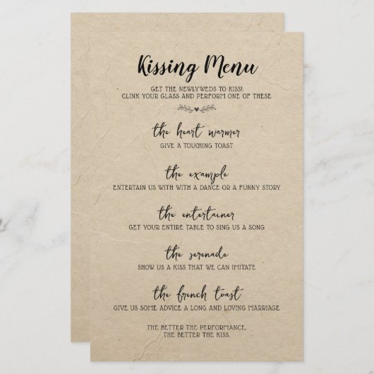 Hochzeitstisch Spielspass Kalligrafie Rustikales P (Vorne/Hinten)