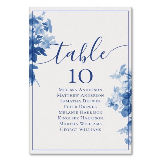 Hochzeitstisch-Übersicht der China Blauer Blauer B Tischnummer (Vorderseite)