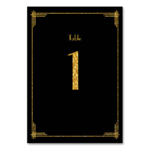 Hochzeitstisch Zahlen Gold Pailletten Art Deco 1 Tischnummer