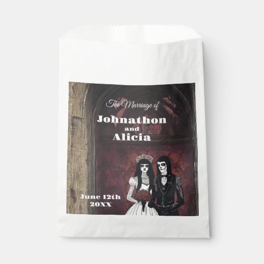 Hochzeitstischdekorationen im Gothstil Dark Moody Geschenktütchen (Vorderseite)