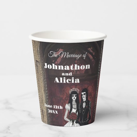 Hochzeitstischdekorationen im Gothstil Dark Moody Pappbecher (Vorderseite)