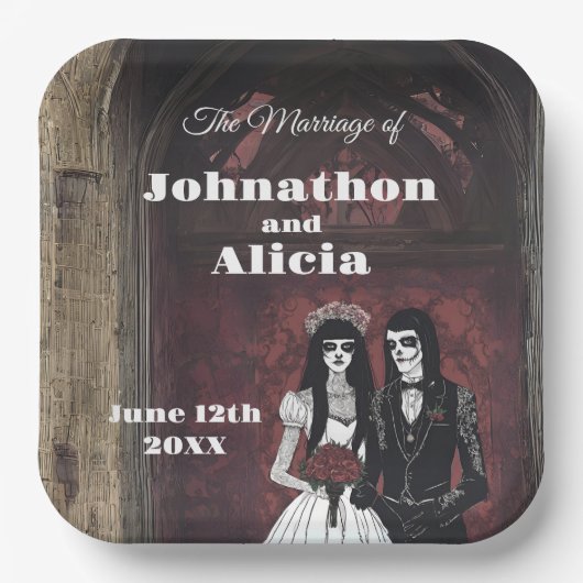 Hochzeitstischdekorationen im Gothstil Dark Moody Pappteller (Vorderseite)