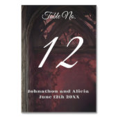 Hochzeitstischdekorationen im Gothstil Dark Moody Tischnummer (Rückseite)