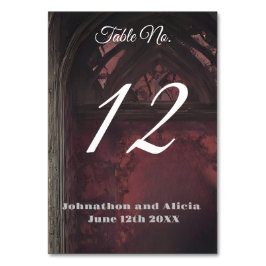 Hochzeitstischdekorationen im Gothstil Dark Moody Tischnummer