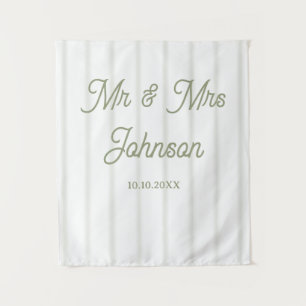Hochzeitstischläufer, Salbeigrüne Tapetenbanner Wandteppich