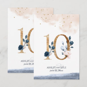 Hochzeitstischnummer in Navy, Blush und Gold Einladung
