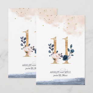 Hochzeitstischnummer in navy, rosé und gold einladung