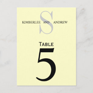Hochzeitstischnummer-Karten mit Cream Monogram Postkarte
