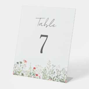 Hochzeitstischnummer Wiese mit Wildblumen Sockelschild