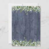 Hochzeitstischnummern aus Navy-Holz mit Eukalyptus Einladung (Rückseite)