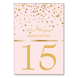 Hochzeitstischnummern | Blush Pink Gold Confetti Tischnummer