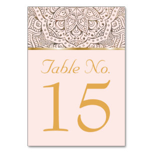 Hochzeitstischnummern   Boho Floral Mandala Gold Tischnummer