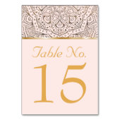Hochzeitstischnummern | Boho Floral Mandala Gold Tischnummer (Rückseite)