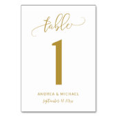 Hochzeitstischnummern | Bounce Script (Gold) 1 Tischnummer (Rückseite)