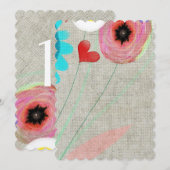 Hochzeitstischnummern Einladung (Vorne/Hinten)