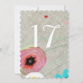 Hochzeitstischnummern Einladung (Rückseite)