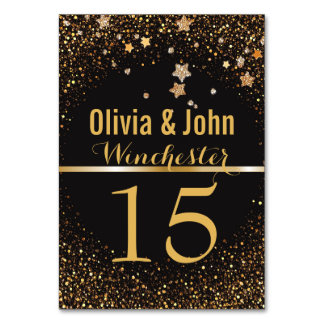 Hochzeitstischnummern | Elegante Gold Glitzer Star Tischnummer