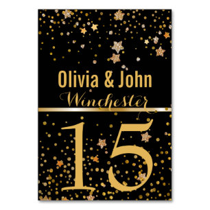 Hochzeitstischnummern   Festivals Black Gold Stars Tischnummer
