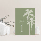 Hochzeitstischnummern mit Palme, Salbei-Tropisch