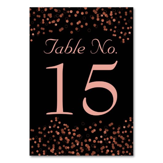 Hochzeitstischnummern | Rose Gold Confetti Dots Tischnummer (Rückseite)