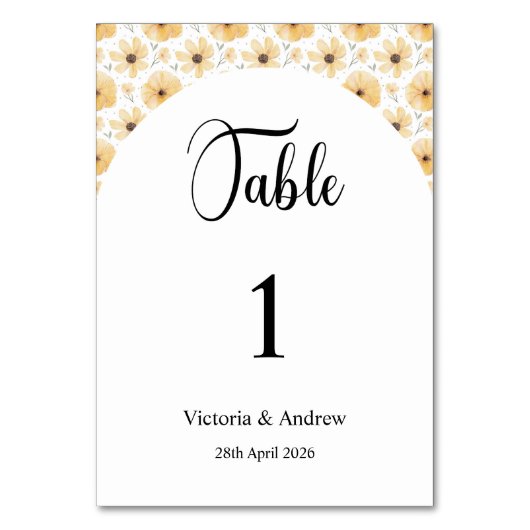 Hochzeitstischnummern Tischnummer (Vorderseite)