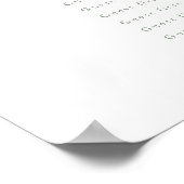 Hochzeitstischplan mit Wildblumen-Monogramm grün 1 Poster (Ecke)