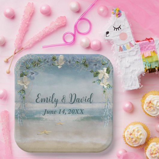 Hochzeitstorch auf Blume Pappteller (Party)