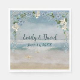 Hochzeitstorch Blume auf Wasserfarbe des Ozeans Serviette