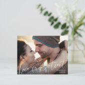 Hochzeitstornierte LIEBE IST PATIENT Script Foto Postkarte (Stehend Vorderseite)