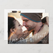 Hochzeitstornierte LIEBE IST PATIENT Script Foto Postkarte (Vorne/Hinten)