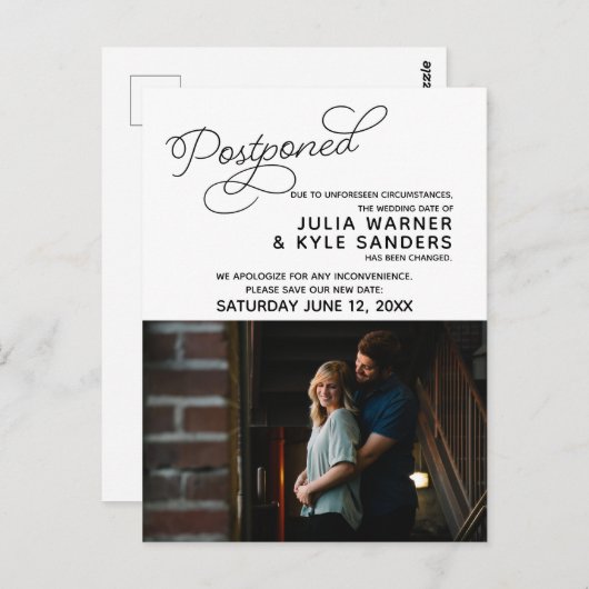 Hochzeitstorniertes Foto Postkarte (Vorne/Hinten)