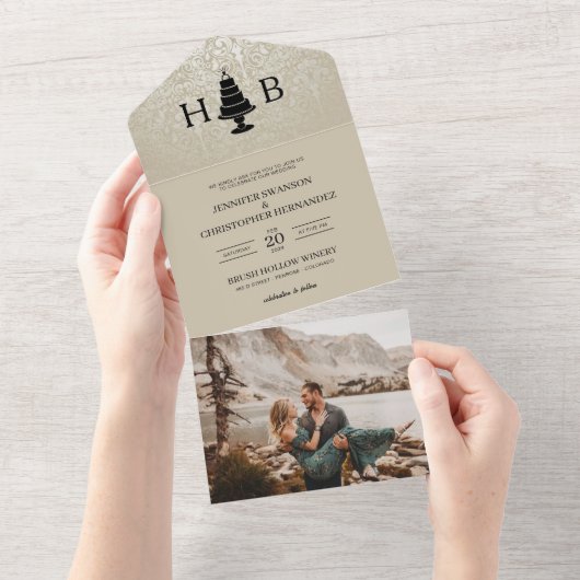 Hochzeitstorte All In One Einladung (Abreißen)