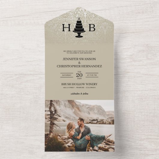 Hochzeitstorte All In One Einladung (Innen Boden)